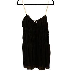 Zara Women's Black Mini Dress with Bow Size L Party Cocktail Romantic Goth NWT